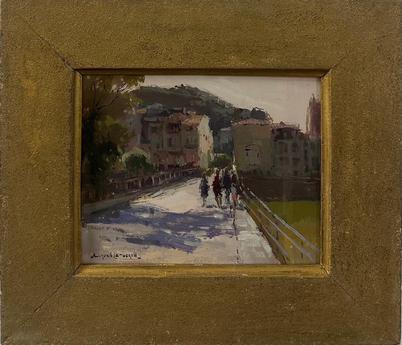 Miguel Carbonell : Study Of Figures Near The Italian Village , Oil In Canvas