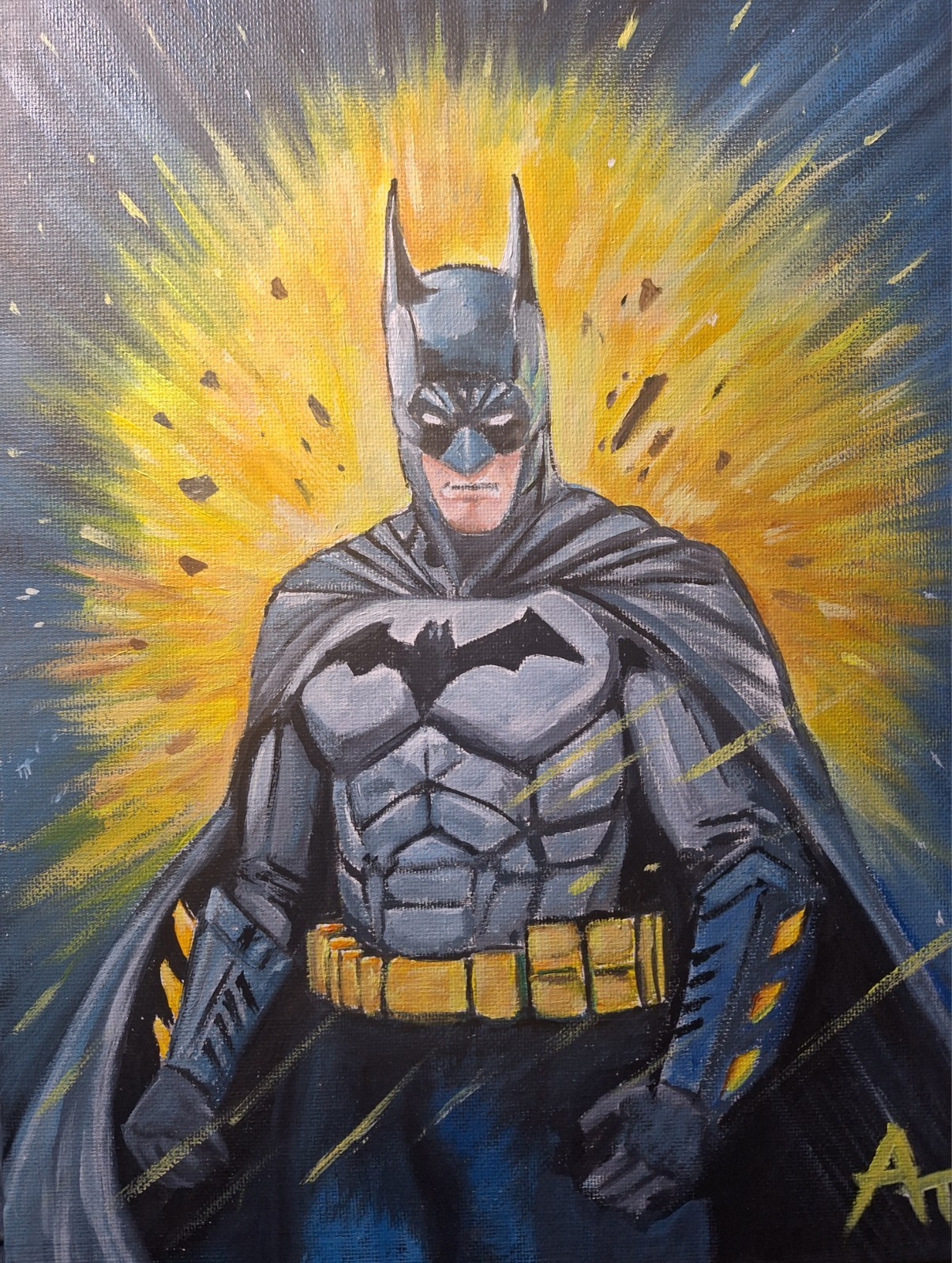 Batman Explosions 9×12 Original Artwork Canvas Panel