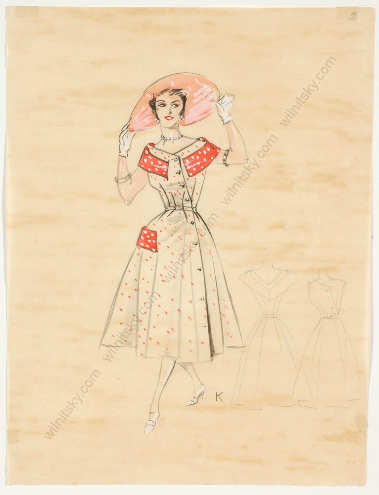Gret Kalous-Scheffer (1892-1975) «Eleven fashion projects», drawings, 1950s (1)