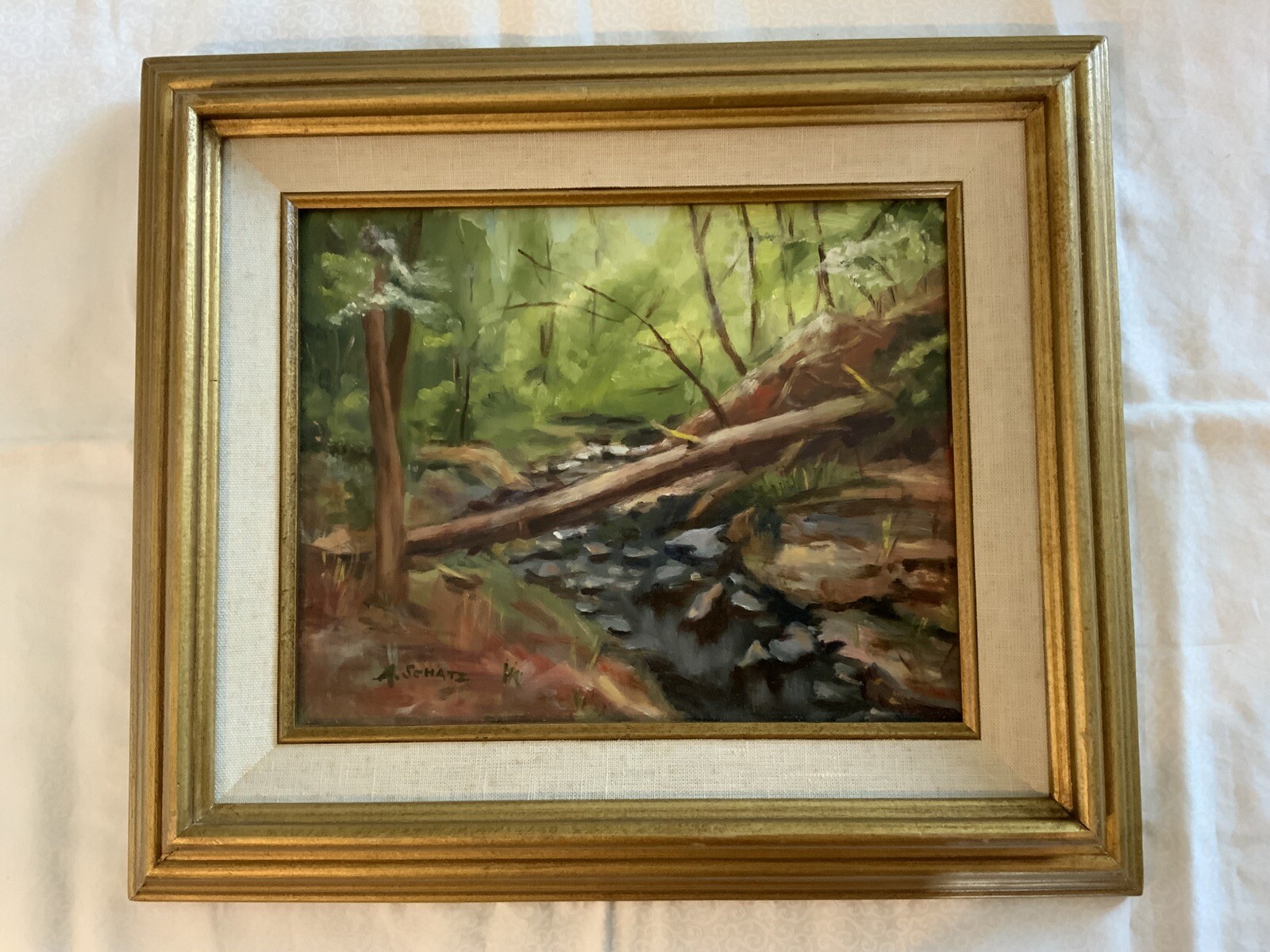 A Schatz Fallen Tree at Avalon Oil Painting 9.5” x 7.5”