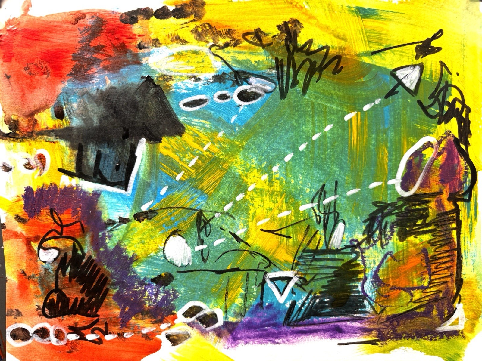 Original Abstract Expressionism 9×12 Primary 2 Handmade Unique Signed Fine Art