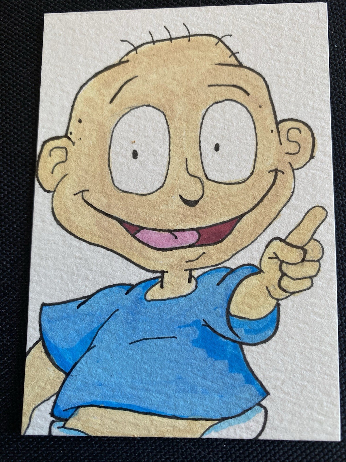 Rugrats Tommy Cartoon ACEO hand painted Art trading card acrylic micron 2.5×3.5