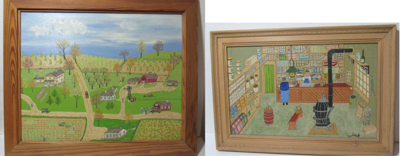 Original 1925 Harold Acker Self Taught Painter Wisconsin Farm Oil Rare Vintage