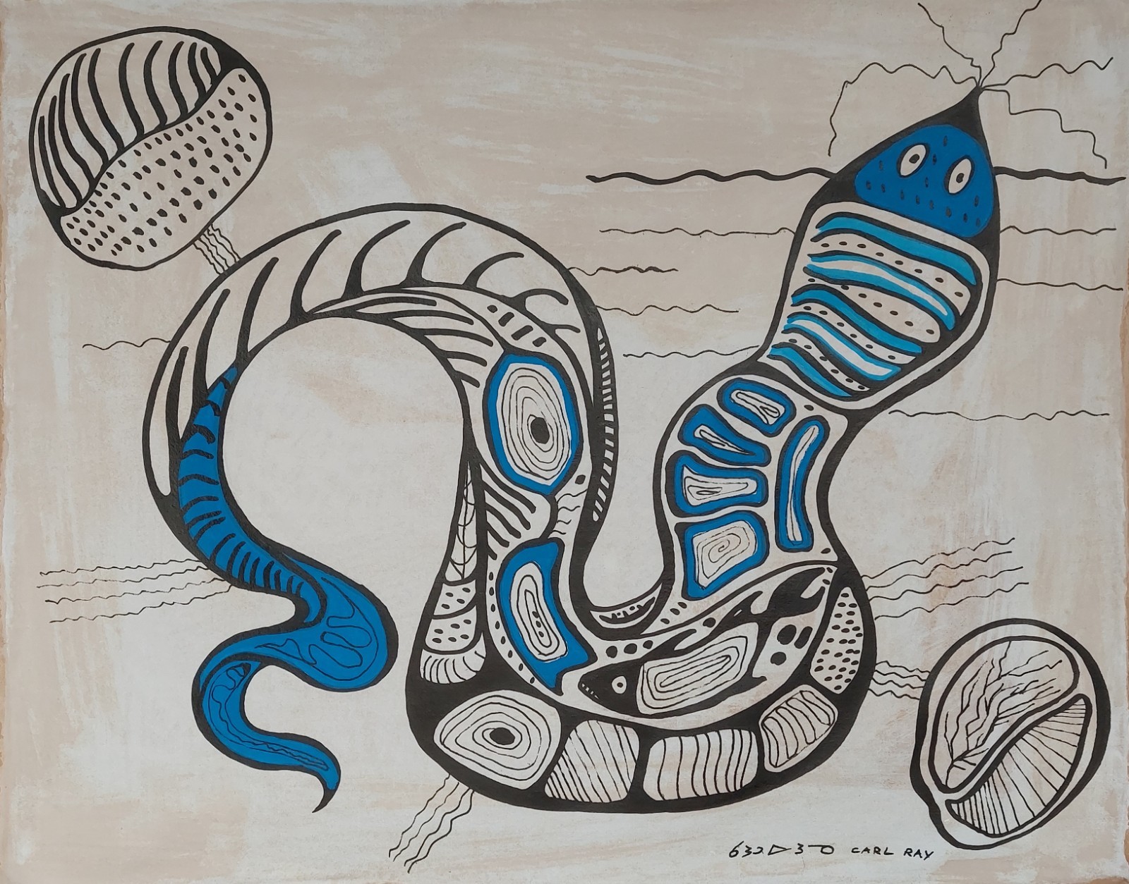Carl Ray Signed Indigenous Abstract Oil Painting on Canvas – Canadian Art