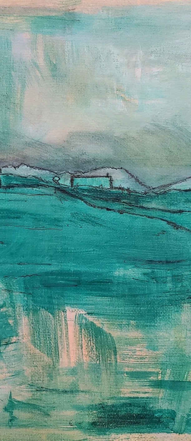 No.682 Original Abstract Minimal Landscape Painting By K.A.Davis