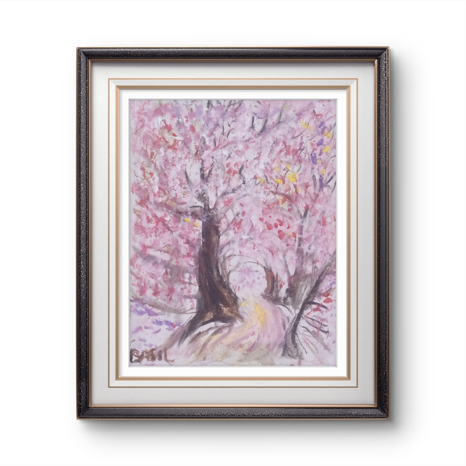 Cherry Blossom Walk Colorful Modern Art Acrylic Painting Canvas 11×14