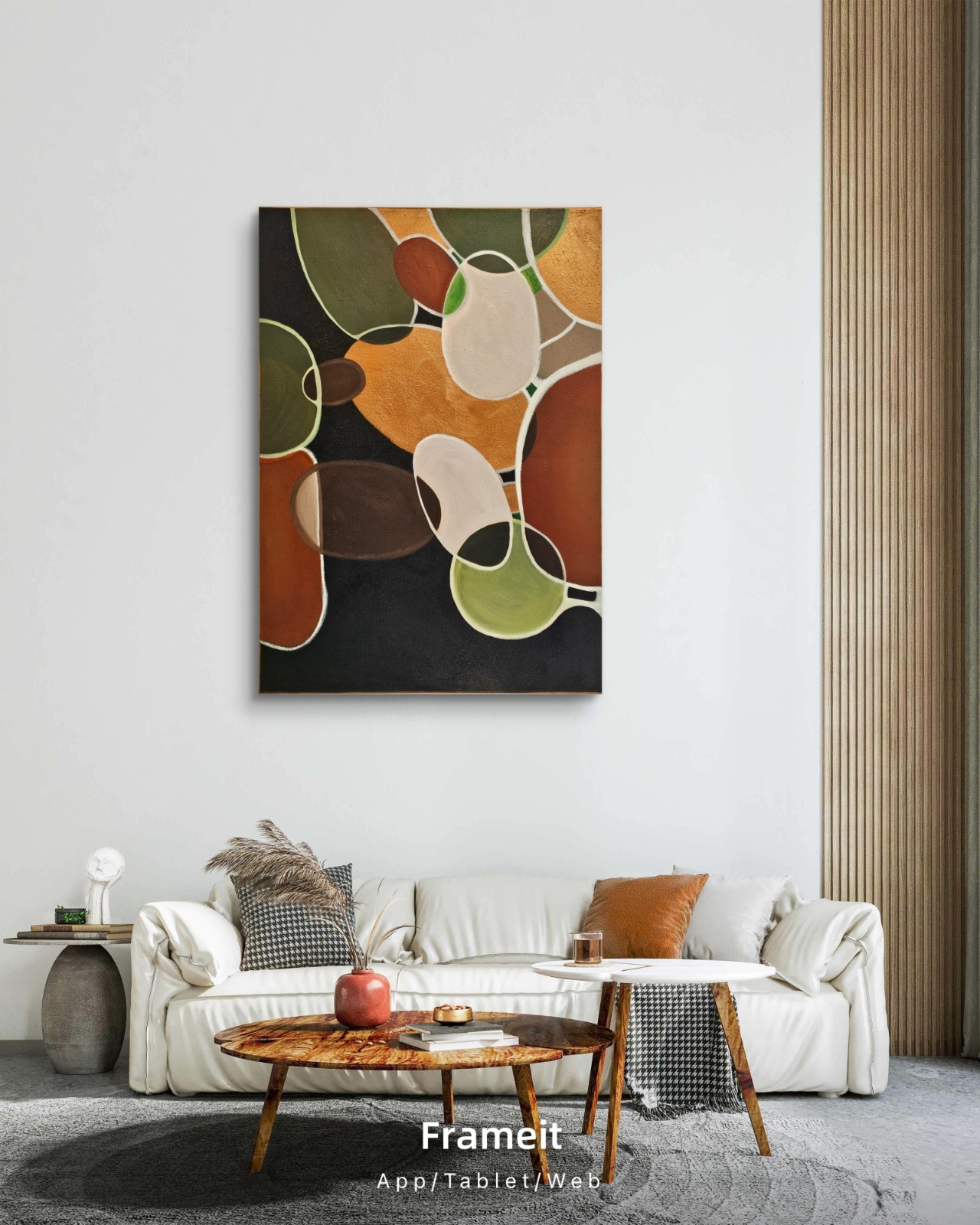 Original Abstract Art Canvas Painting in Olive/ Copper/Chocolate 90x65cm/35x25in