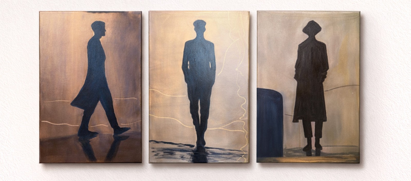 Original Figurative Silhouette Painting – 16×20 Oil on Canvas, Minimalist Abstra