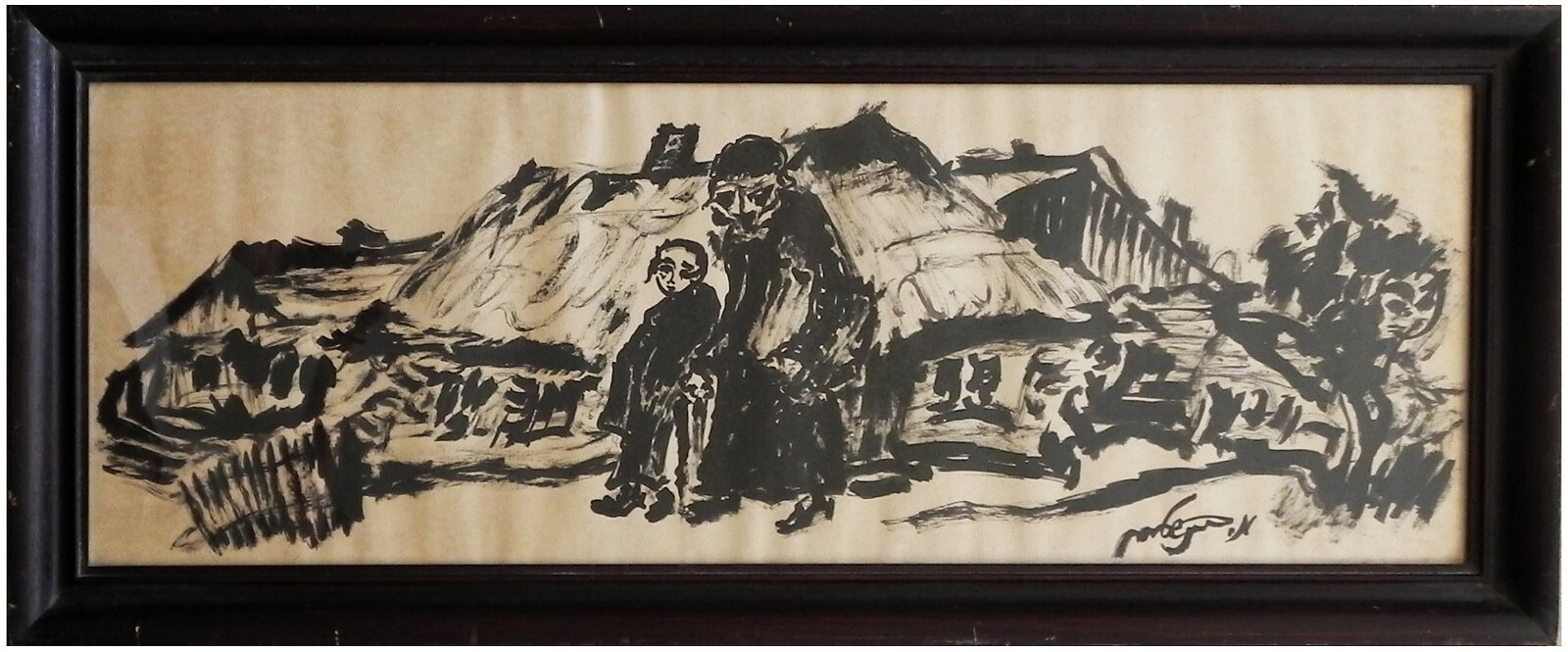 Moshe Bernstein: Rabbi & Grandson in Jewish Village Shtetl 1950s /Judaica Polish