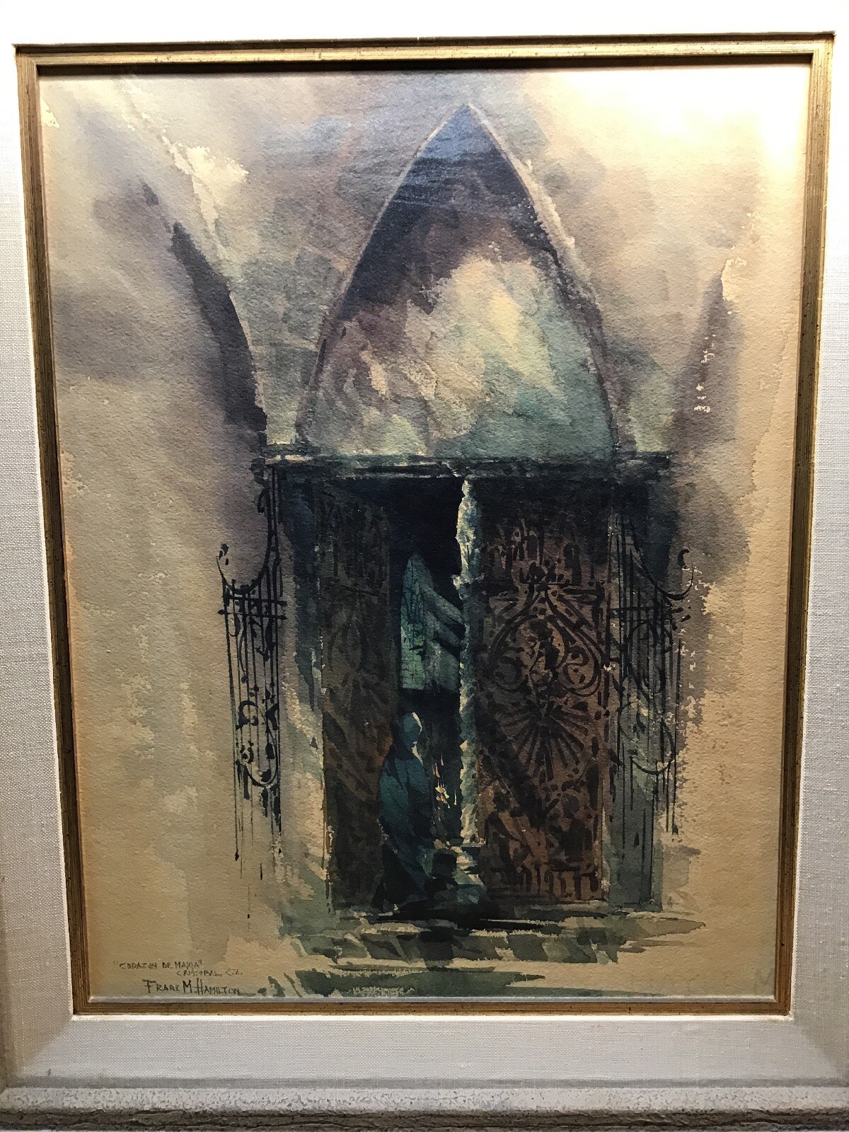 Frank M. Hamilton Original «Corazon De Maria» Cristobal C.Z. 13″x17″ Framed