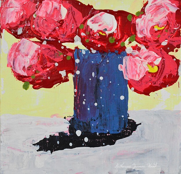 Red Roses Mini Flower Painting 4×4 Original Floral Palette Knife Art