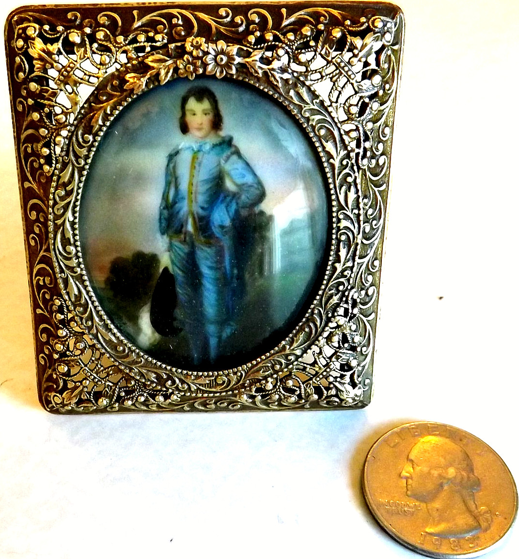 ANTIQUE MINIATURE PORTRAIT PAINTING THOMAS GAINSBOROUGH BOY IN BLUE
