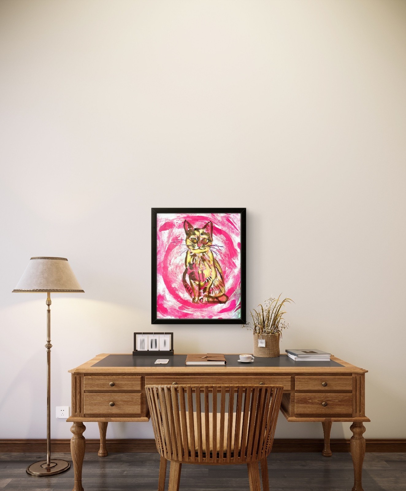 Cat From Outer Space 11 X 14″ Abstract Acrylic Painting Paper Magic and Whimsey
