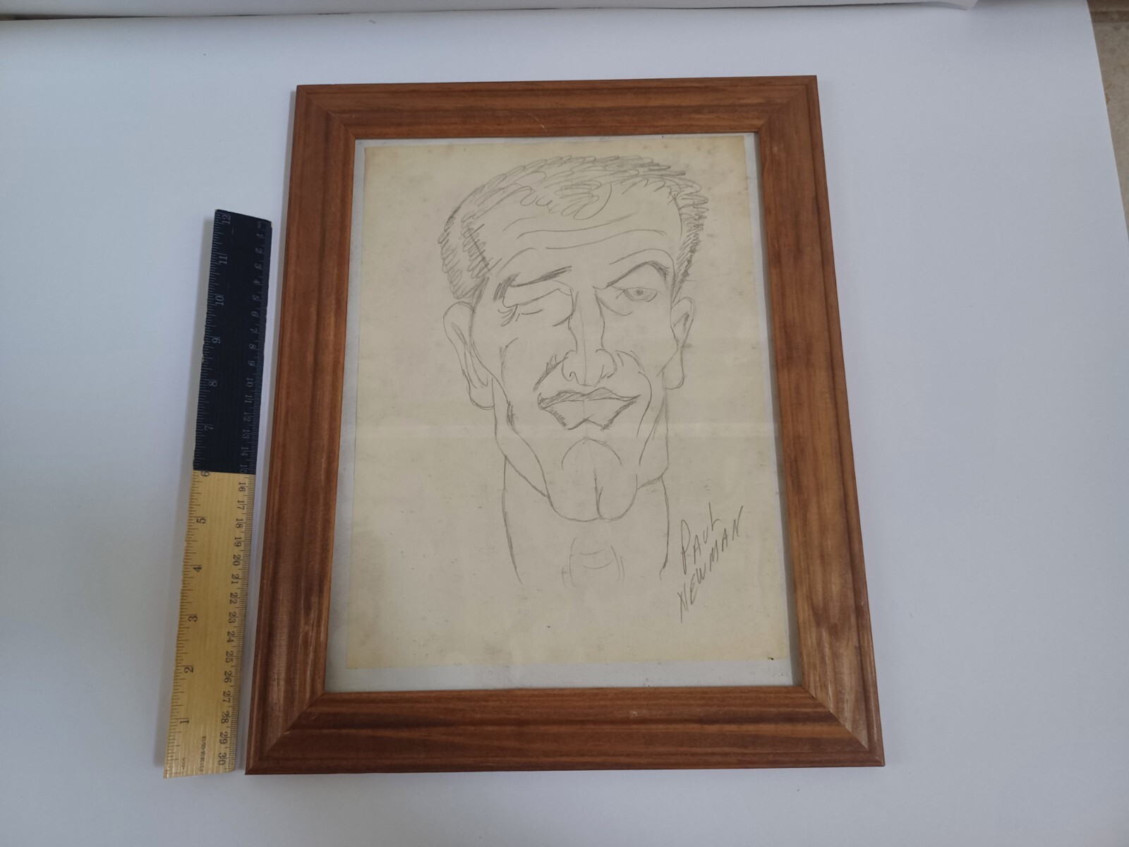 3 Pc Caricature Pencil drawings Stan Laurel Paul Newman WC Fields Unknown Artist