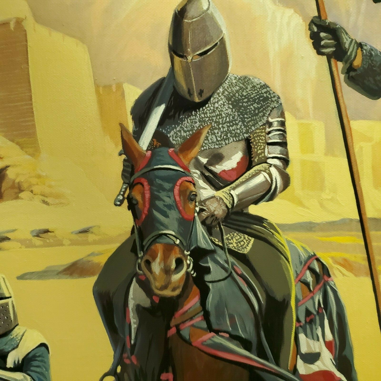 Knights on Horseback in Desert Original Oil Painting on Canvas by Aamen Dimttron