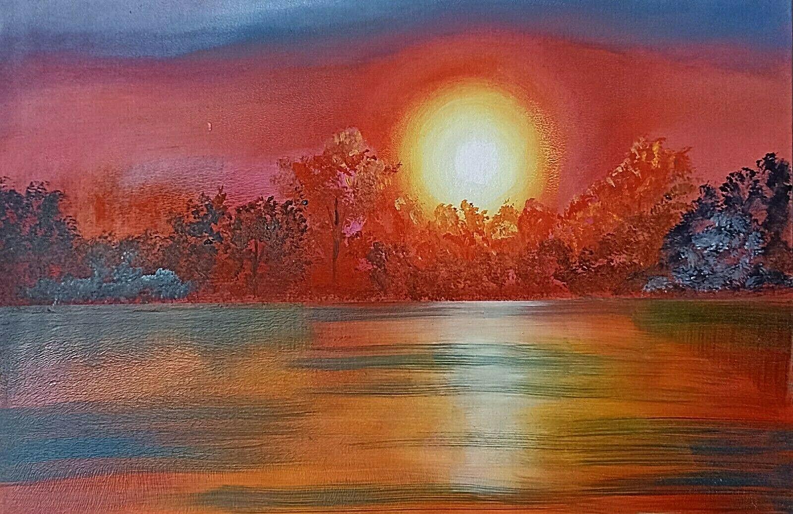 Handmade original realism classic optimistic sunset seascape oil painting