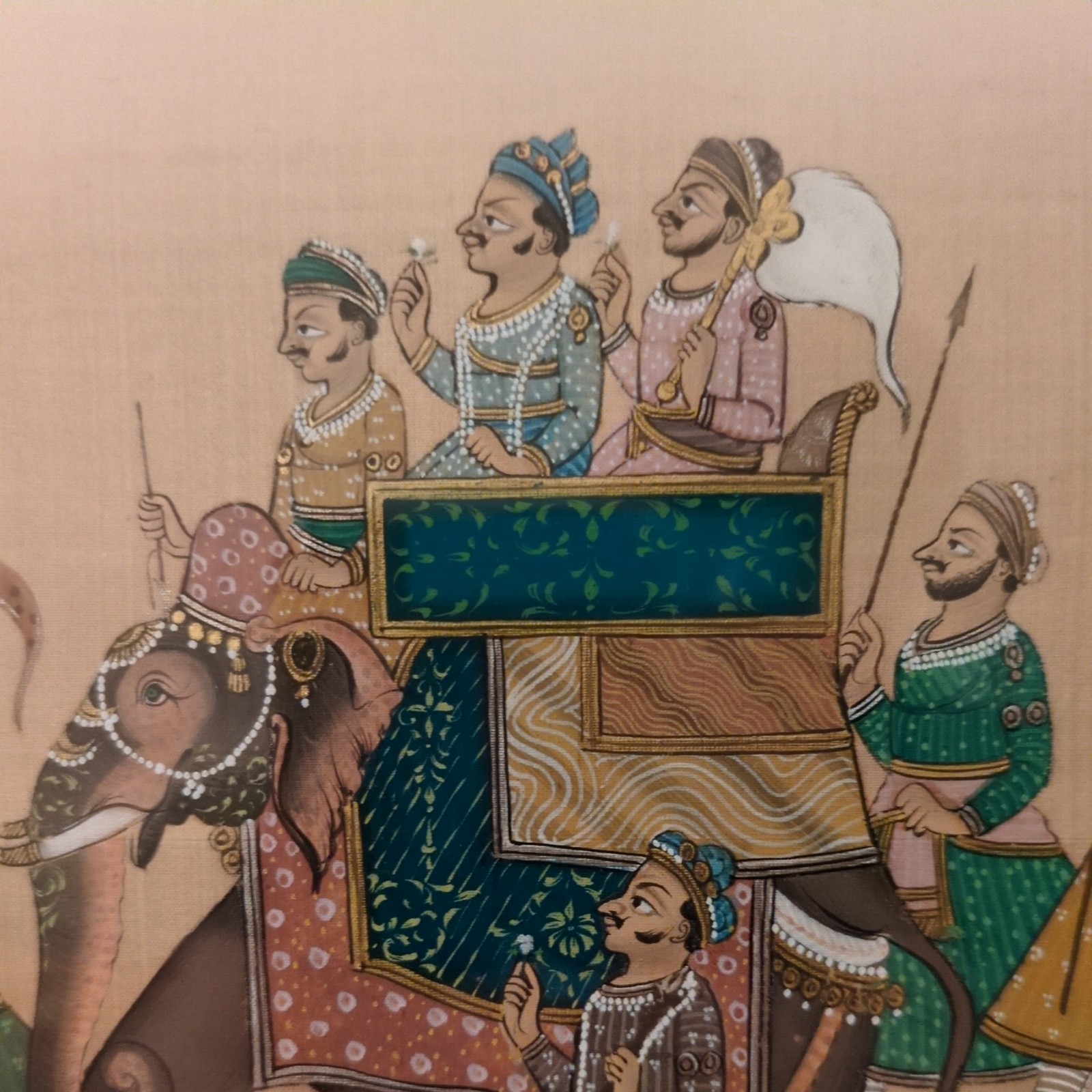 Rajasthan Maharajah Handmade Indian Royal Ethnic Procession Folk Silk Painting