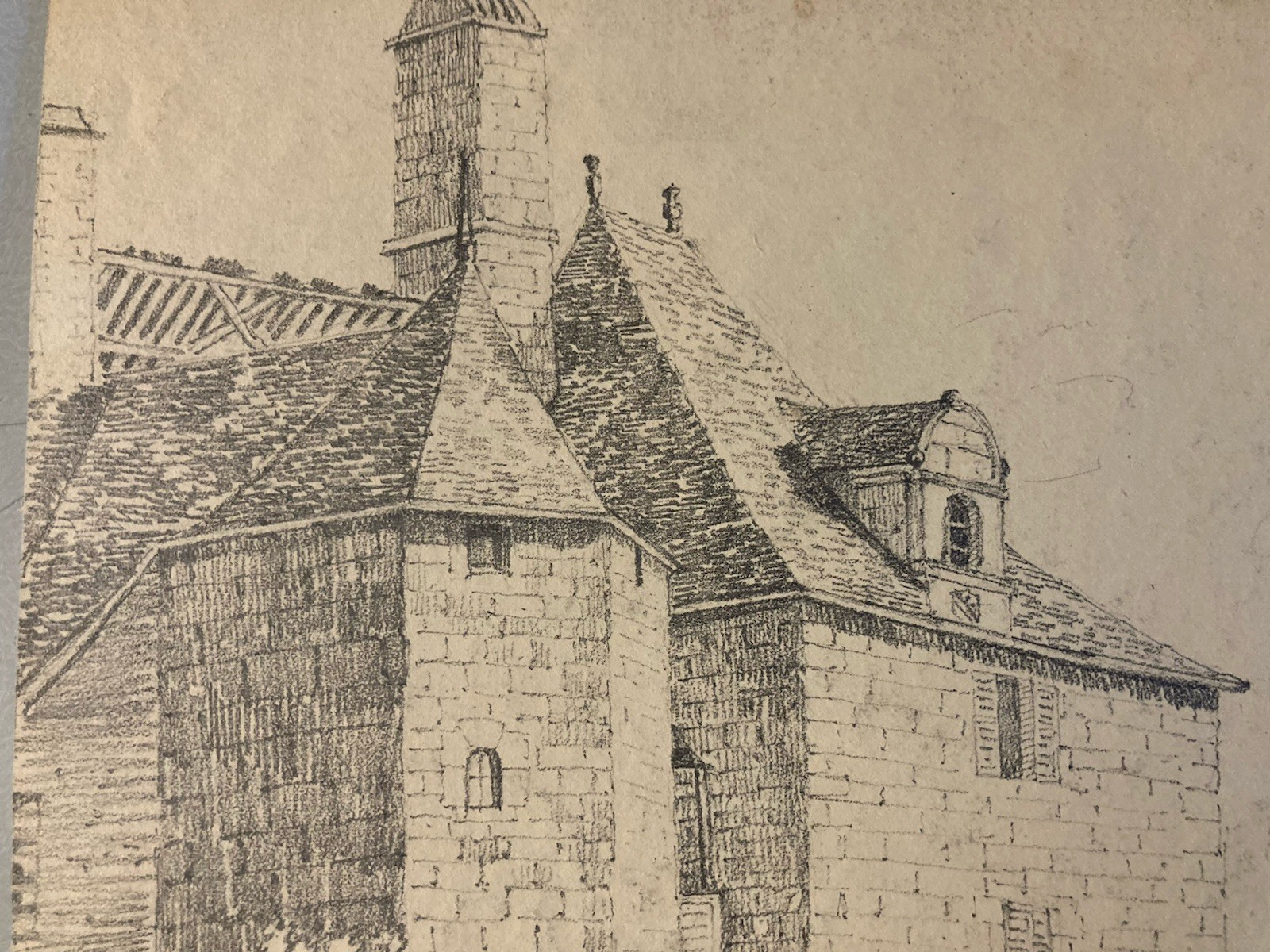 Large Drawing Xixth 1850 Pencil Landscape Home Shaft Forest Old to Identify Art