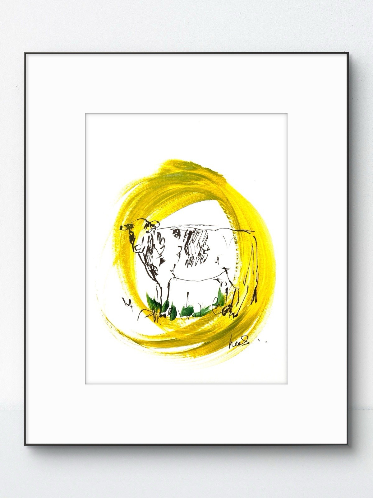 Original Abstract 9X12 Cow Paper Ink Expressionism Handmade Signed Wall Art 23