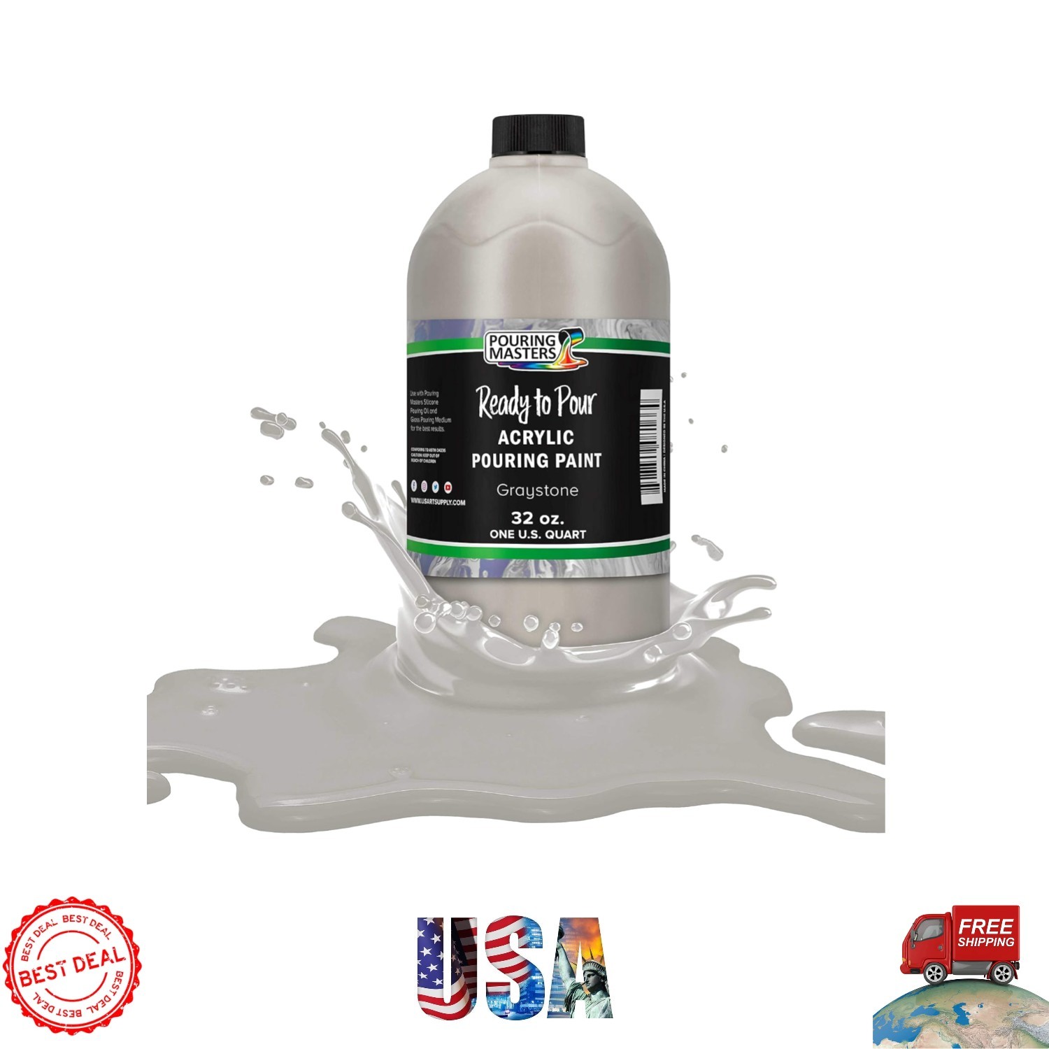 Graystone Acrylic Ready-to-Pour 32 Oz – Fluid Art Paint for All Surfaces
