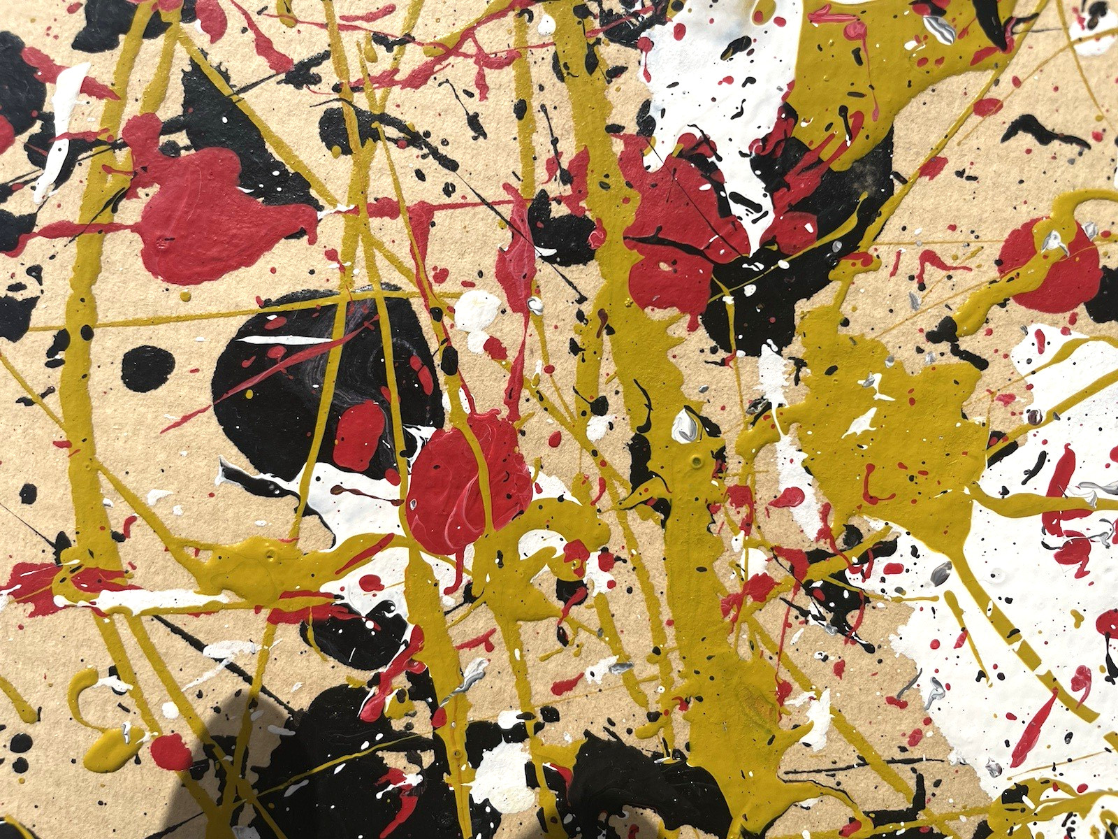 Original Painting Jackson Pollock Signed Yellow Red Abstract Expressionist D43