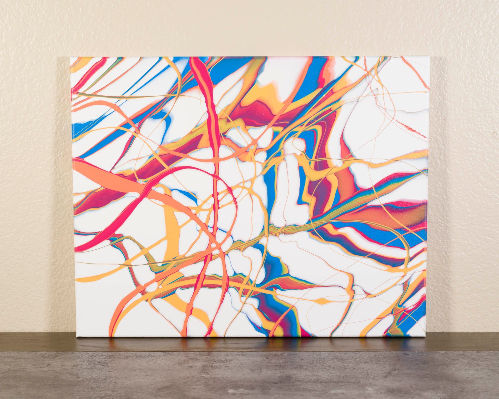 Tangled | Original Colorful Ribbon Pour Painting, Acrylic Fluid Art, 16×20