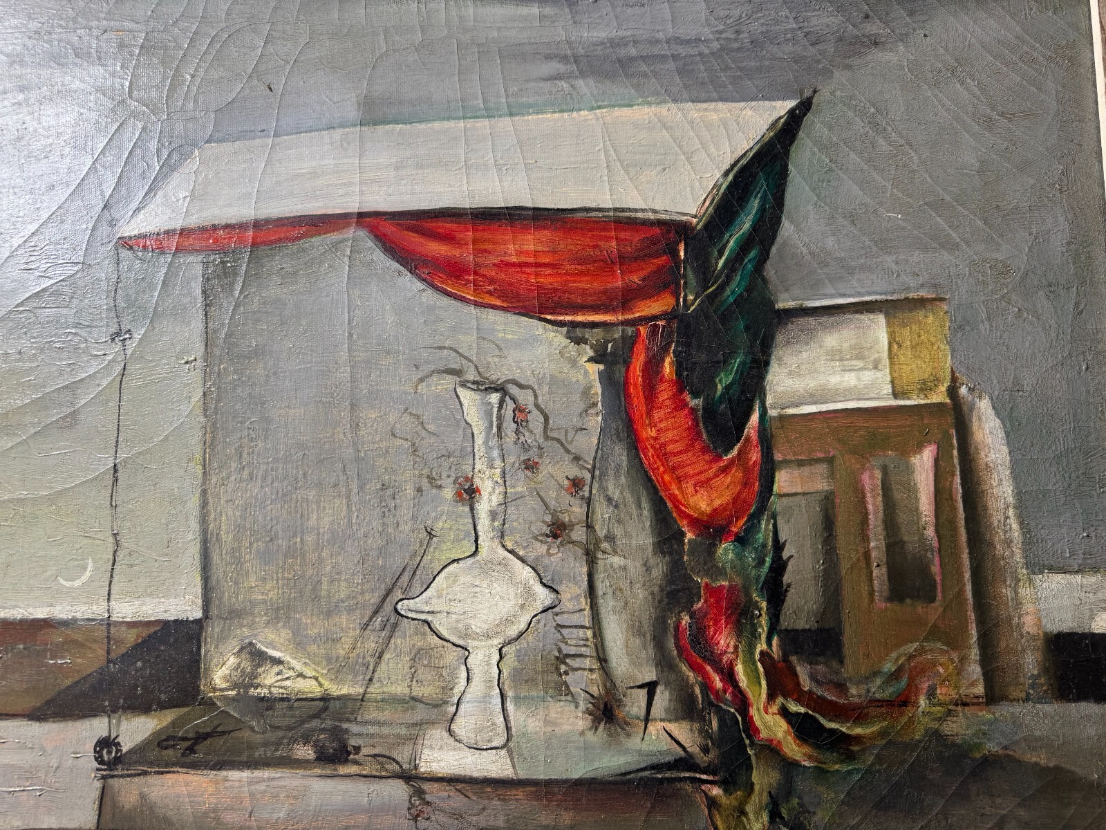 Large William Hugh Ferguson (1905 – 1985) «Abandoned Flower Cart» Oil Painting