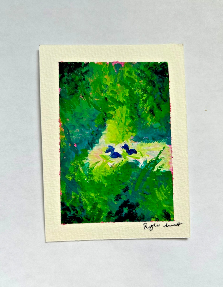 original landscape gouche painting aceo 2.5 x 3.5