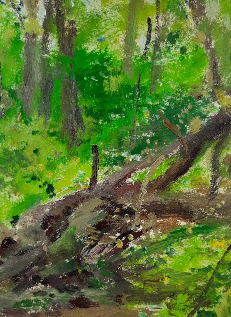 Original oil painting, Ukrainian artist Voloshin, Landscape, Vintage Painting