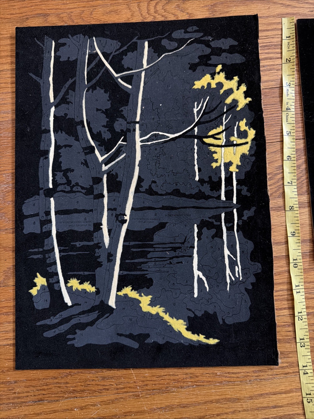 Pair PBN Paint By Number Elk Forest Call of Wild on Black Felt Vintage Velvet