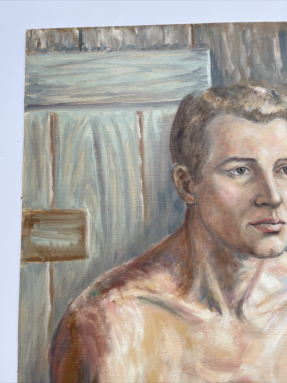 ANTIQUE AMERICAN PORTRAIT YOUNG MAN INDUSTRIAL WORKER REGIONALISM ASHCAN WPA ERA