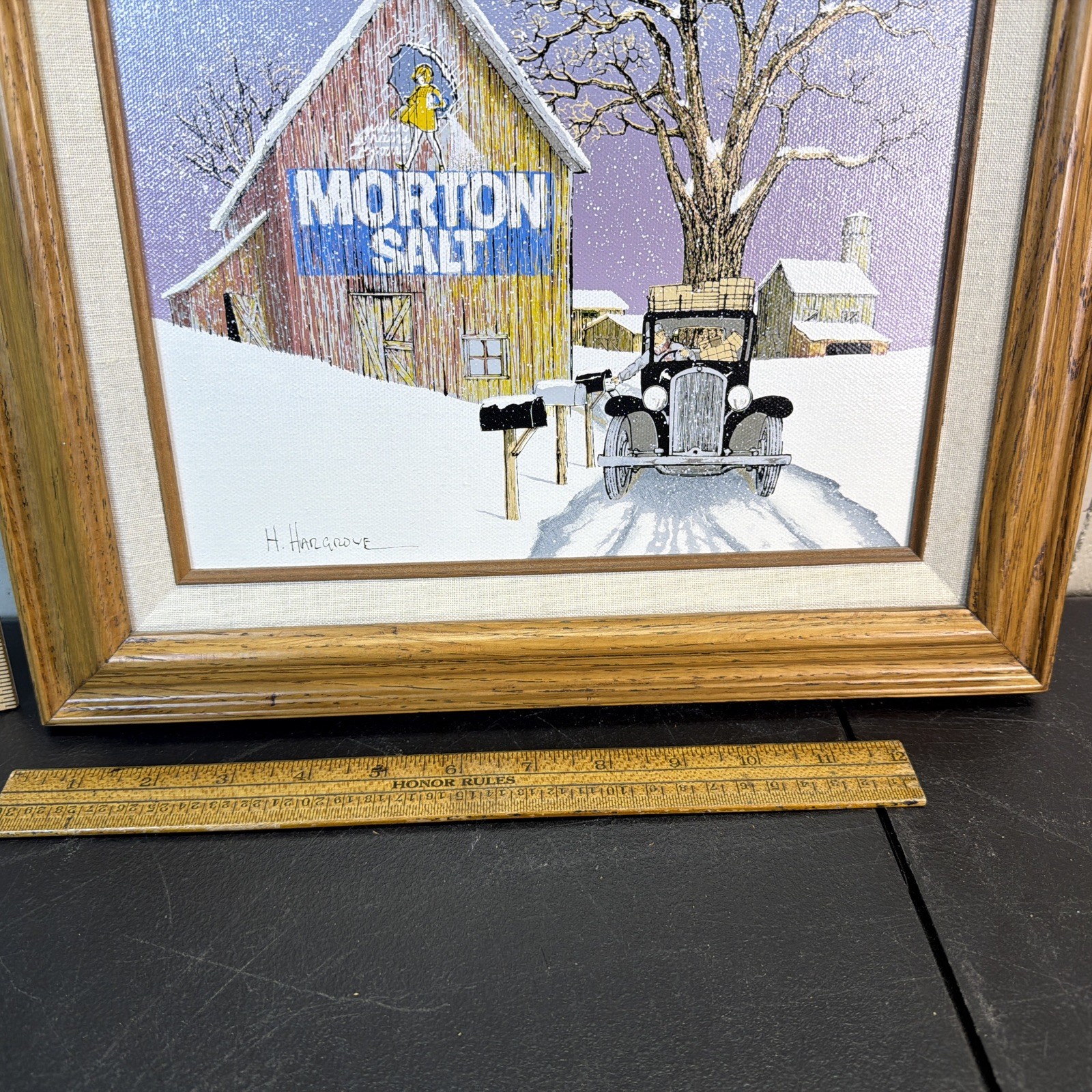 H. Hargrove Original Oil Serigraph Painting 12”x 14”Morton Salt Certifiedp