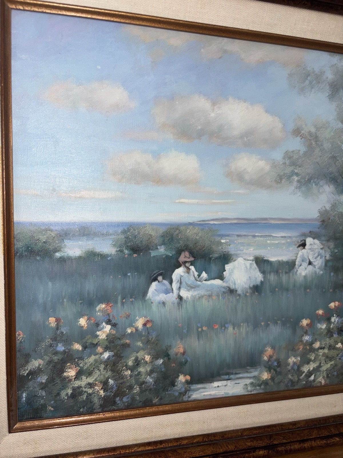 Bourdelon Signed Framed Impressionist Seascape Landscape Canvas 18 x 22