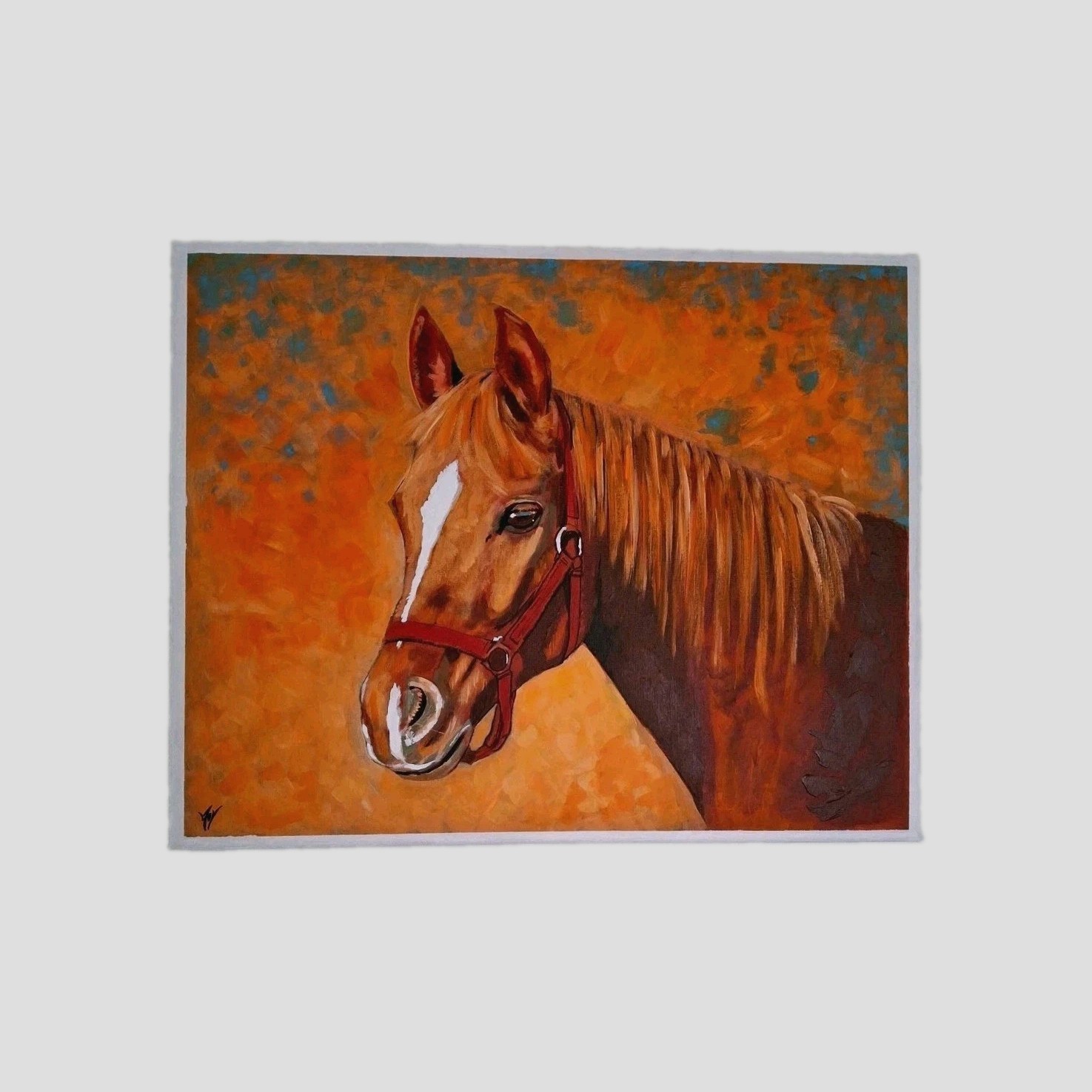 red horse original painting , abstract style , caballo , wall art , 16×20 canvas