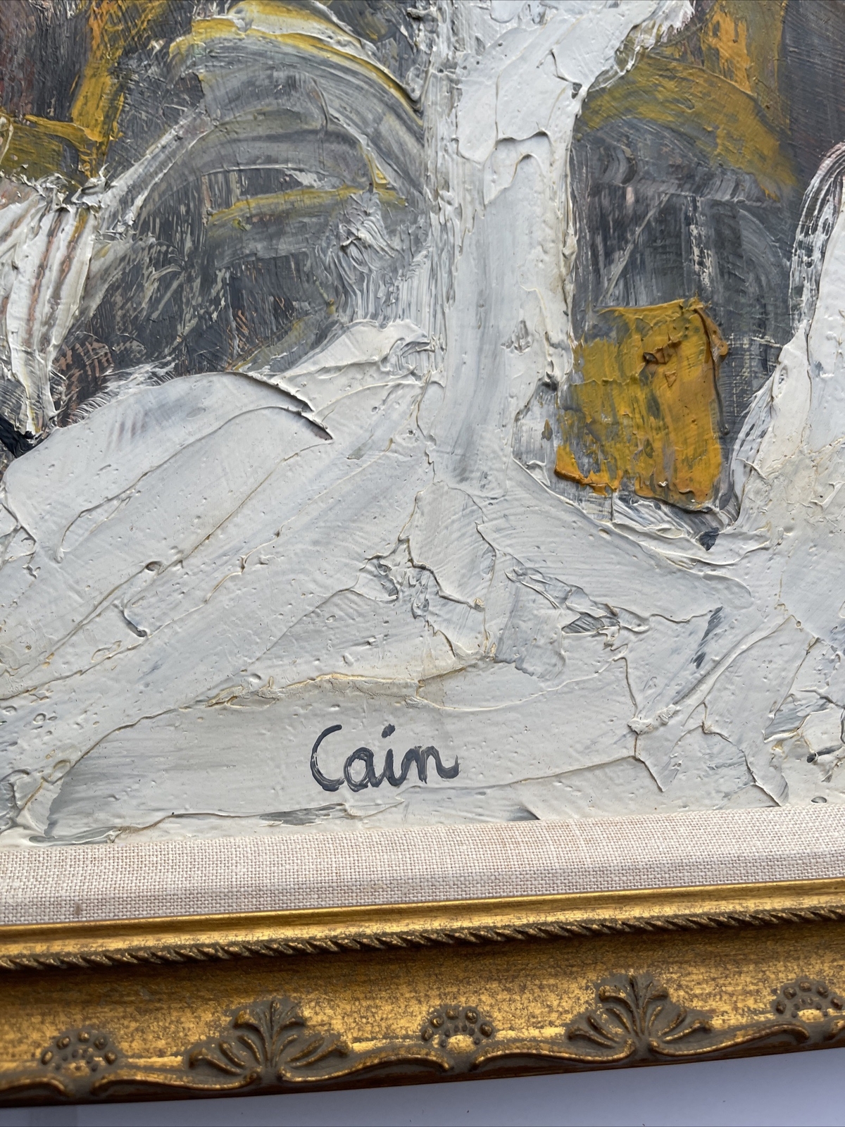 Jo Cain PAINTING ANTIQUE EXPRESSIONISM Mid Century AMERICAN CUBISM RARE Large