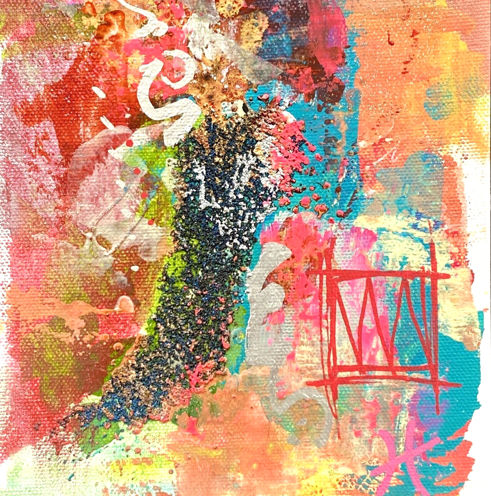 Scripting 2 – Original Art Liquid Oil Paint & Marker Signed Painting 6”x8”