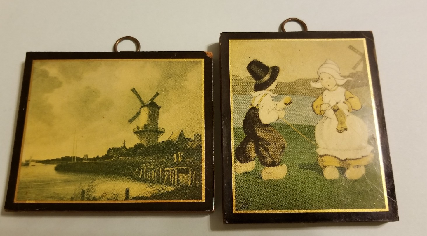 Miniature ART Windmill by Jacob Van Ruisdael & Dutch Children Knitting