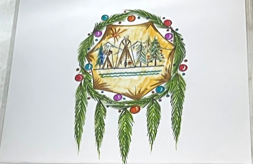 Mixed Media ORIGINAL 11×8.5 SIGNED by The Late James Peele «Tee Pee Village»
