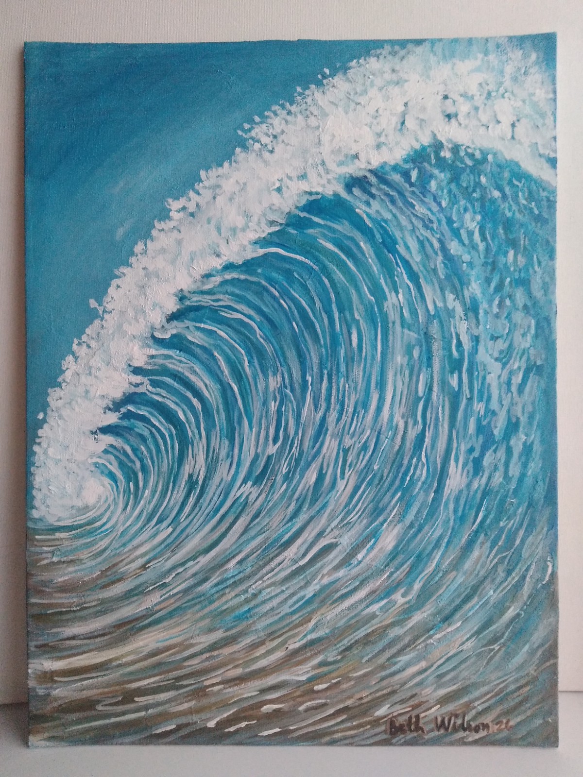 Original Hand Painting Ocean Wave Beach Seaside Coastal Wall Art Decor