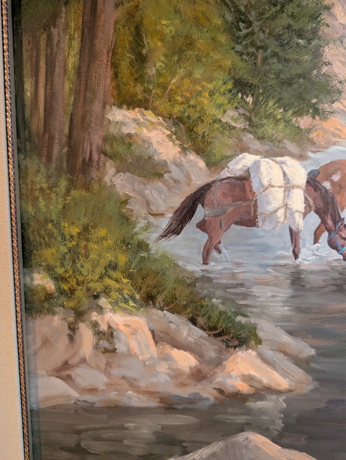 Mark Ogle «Horse Mountain Man» Framed Oil on Masonite Original Western Art