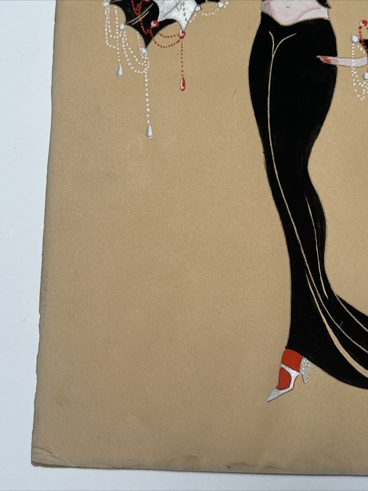 Antique Portrait Painting Woman Female Model Art Deco Fashion Illustration 1926