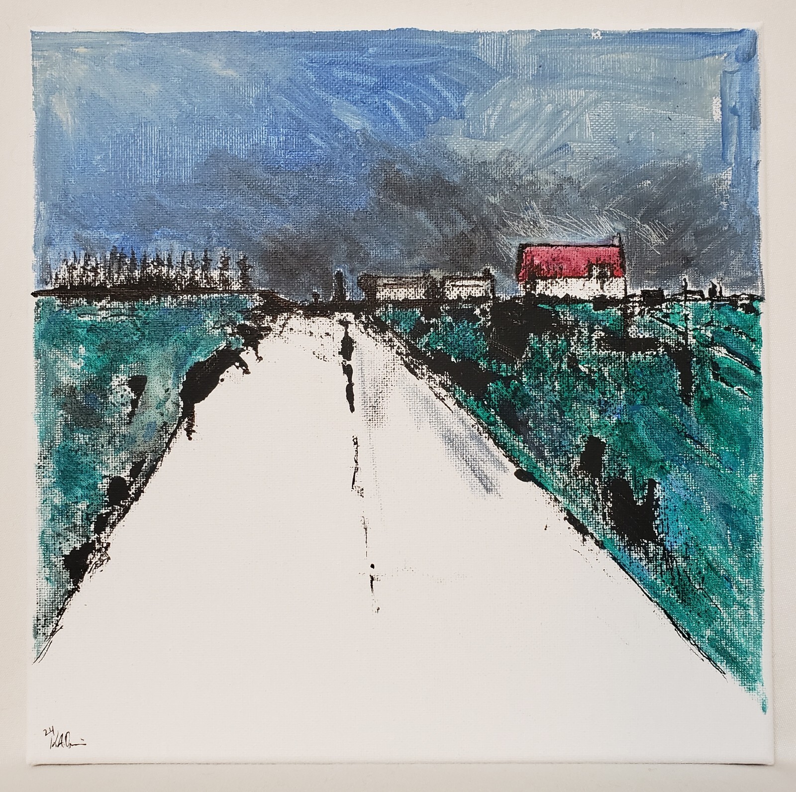 No.631 Original Abstract Modern Minimal Landscape Painting By K.A.Davis