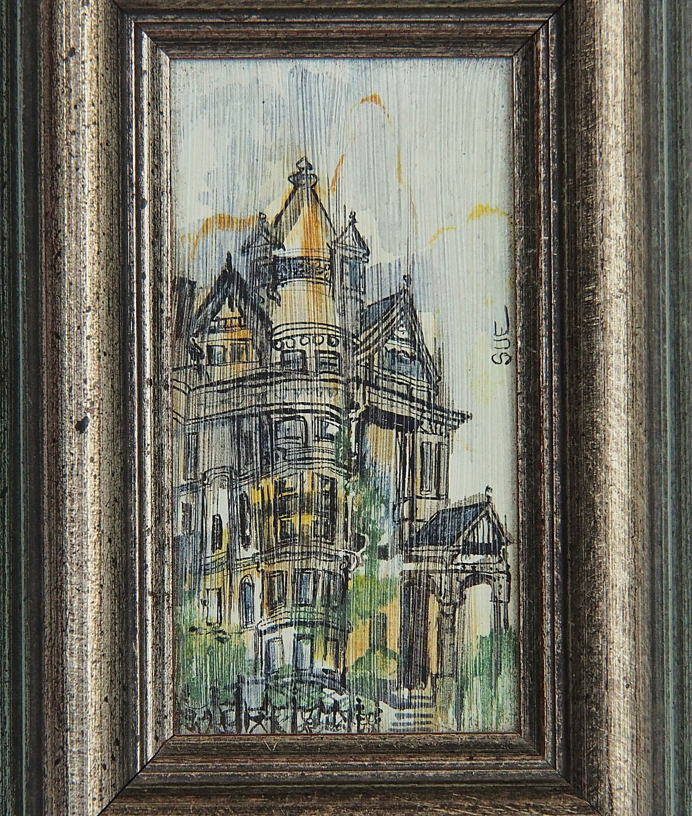 Sue Tushingham McNary Miniature Framed Hand Painted And Signed Lithograph