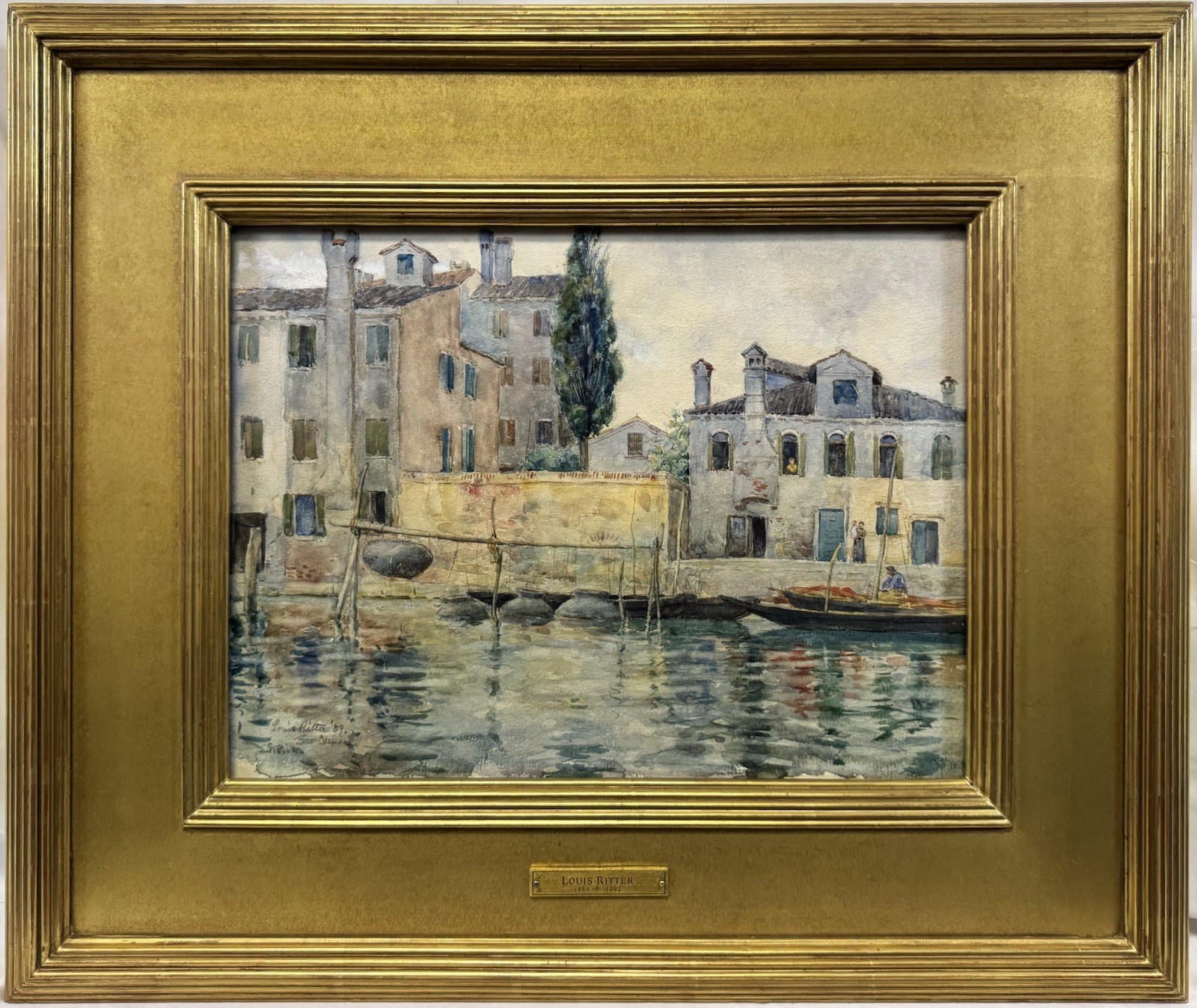 Exceptional 1889 Louis Ritter Venice Canals San Pietro di Castello Watercolor