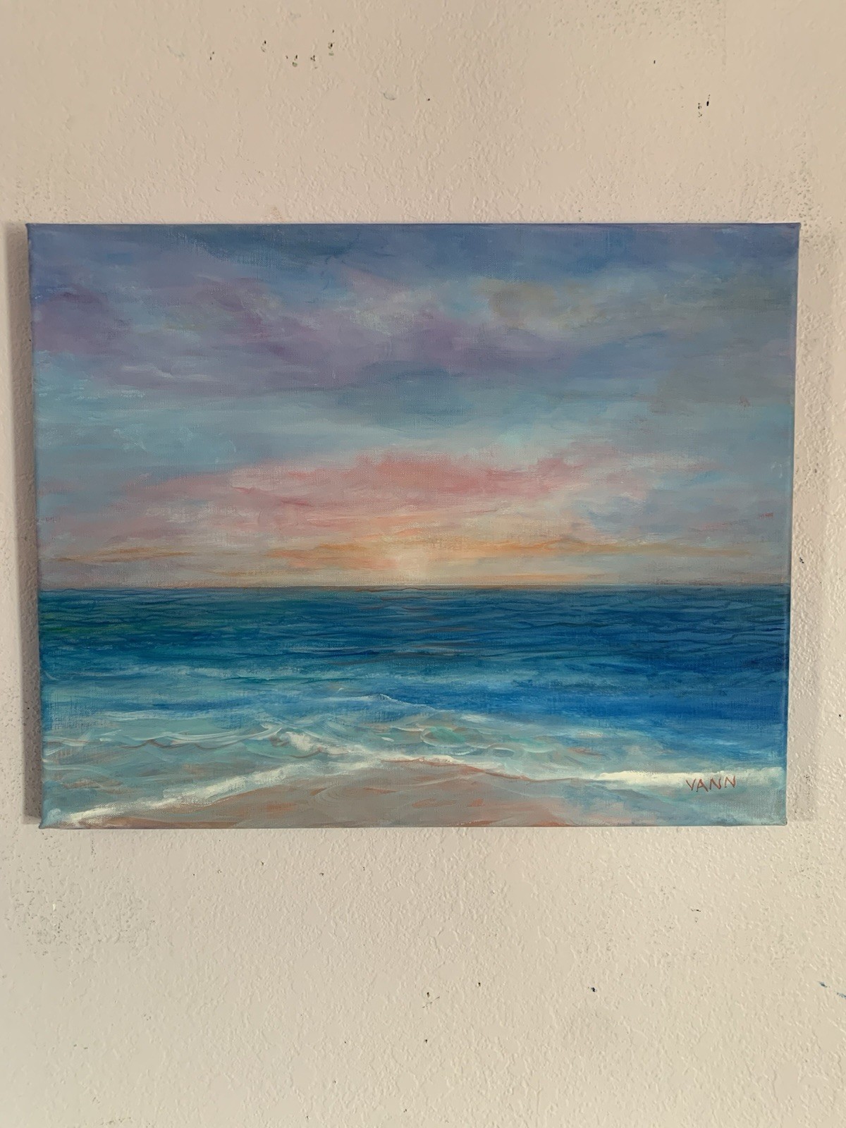 Oil on Canvas Painting by Gina Vann Seascape 16 in. x 20 in. Large Unframed 2026