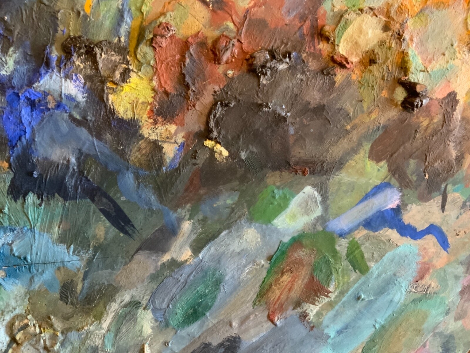 Charming Original French Artists Painters Palette on Light Board Thick Paint