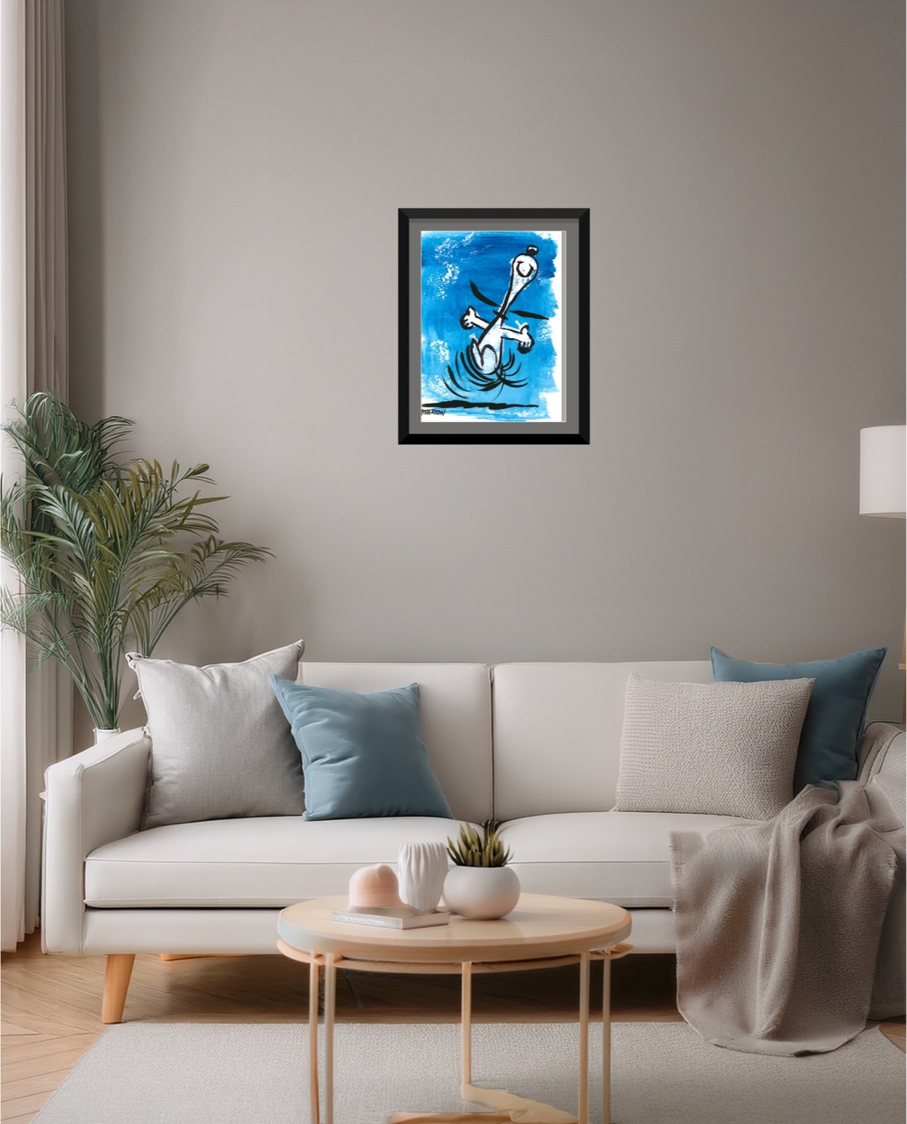 Original Dancing Dog Painting Whimsical Cartoon Art Acrylic «Snoopy Dance 2»