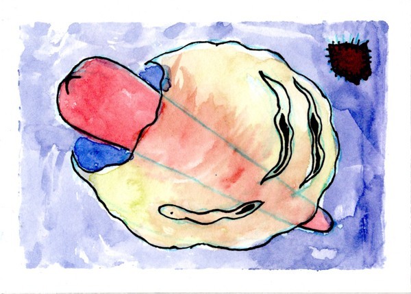 ACEO Art Card Original Watercolor hotdog Hand Painted 2.5″ x 3.5″ Abstract