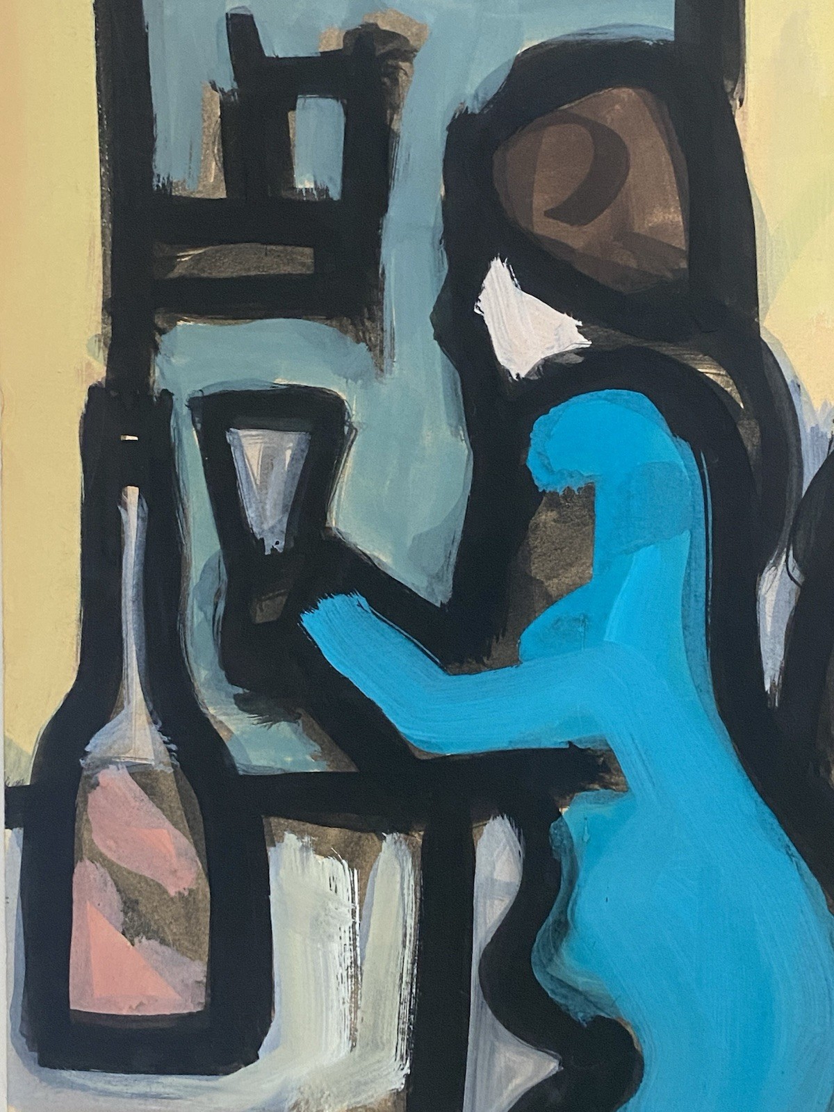 MARKEY ROBINSON Irish VTG Female Figures Cafe Scene Modernism Abstract Painting