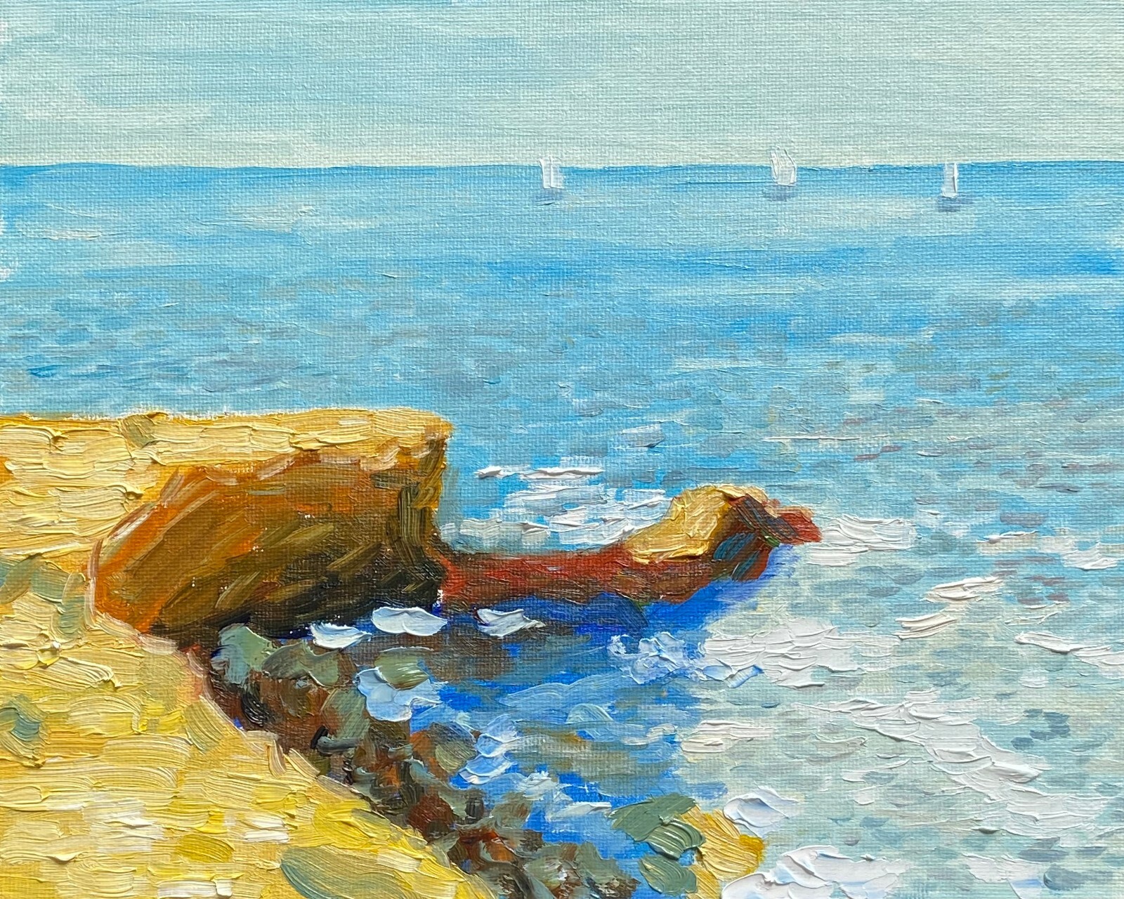 Gorgeous Oil Painting. Sunset Cliffs San Diego. Original. Impressionist Art